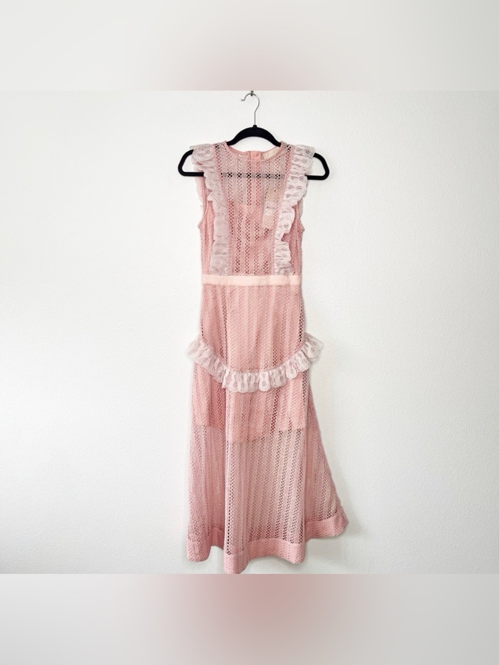 KEEPSAKE Portrait Lace Midi Lace Party Dress Blush Pink Romantic Size XXS NEW - Picture 2 of 8